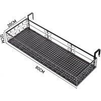 FLAVORA 80x20x12cm Metal Hanging Flower Pot Holder Balcony Garden Railing Rack in Black | Size: 100 cm x 100 cm