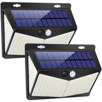 FLAVORA 2 Pack Solar PIR Motion Wall Lights Outdoor Garden Security Lamp in Black