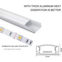FLAVORA 6 Pack 3.3ft Aluminium LED Channel Profile Diffuser Cover in Silver
