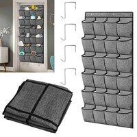 NESTLUNE 24 Pockets Over Door Hanging Shoe Rack Storage in Grey