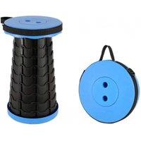 FLAVORA Blue Telescopic Folding Stool Height Adjustable Portable