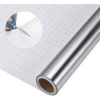 FLAVORA 5M Self Adhesive Brushed Stainless Wallpaper in Silver | Size: 0.6m2