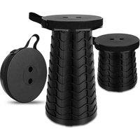 FLAVORA Black Telescopic Portable Folding Stool Heavy Duty