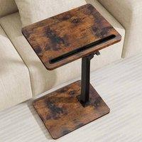 FLAVORA Height Adjustable C-Shaped Swivel Side Table in Brown | Size: 0.6m2