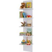 FLAVORA 5 Tier Floating Wall Shelves Corner Shelf Storage in White | Size: 500mm