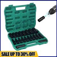 FLAVORA 20Pcs 1/2" Drive Metric Impact Socket Set in Black | Size: 10000mm x 520mm