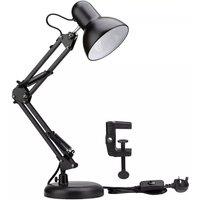 FLAVORA Swing Arm Clamp Light Flexible Desk Lamp in Black