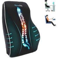 NESTLUNE Universal Memory Foam Car Seat Lumbar Support Cushion in Black | Size: 100 cm x 190 cm