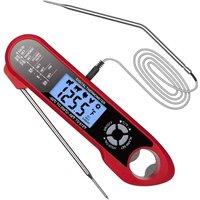 FLAVORA Dual Probe Digital Kitchen Meat Thermometer in Red | Size: 0.6m2