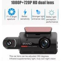 FLAVORA 1080P Dual Lens Car Dash Cam Recorder in Black