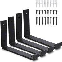 FLAVORA 4 Pack Shelf Brackets Scaffold Board Industrial in Black | Size: 0.6m2