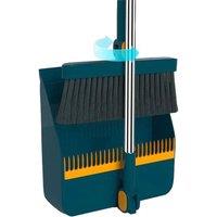 FLAVORA Blue Dustpan & Brush Set Strong Metal in Teal | Size: 0.6m2