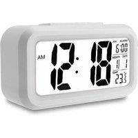 FLAVORA White Led Digital Bedside Snooze Alarm Clock | Size: 0.6m2