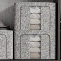 EONLION 100L Folding Organizer Clothes Box in Grey | Size: 500mm