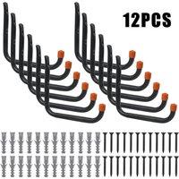 EONLION 12X Garage Hooks Organizer-Wall Mount in Black | Size: 500mm