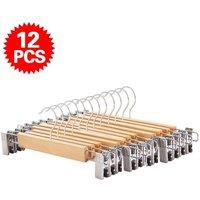 FLAVORA 12X Natural Wooden Trouser Skirt Hangers | Size: 0.6m2