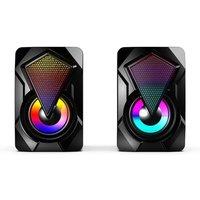 FLAVORA USB 3.5mm Wired HiFi Stereo Speaker Pair in Black