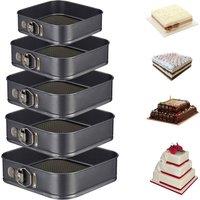 FLAVORA 5 Pack Non-Stick Square Cake Baking Tins in Black | Size: 0.6m2