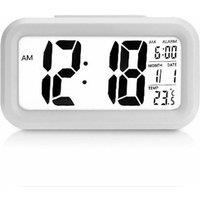NESTLUNE Bedside Digital LED Snooze Alarm Clock in White | Size: 100 cm x 15 cm