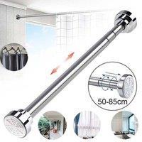 NESTLUNE 1pc No Drilling Telescopic Clothes Rails Shower Curtain in Silver