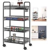 NESTLUNE 4Tier Racking Shelf Metal Heavy Duty Shelving in Black | Size: 100 cm x 15 cm