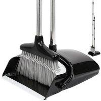 Kelvenix Black/Grey Long Handled Dustpan & Brush Set in Black | Size: 0.6m2