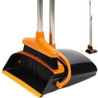 Kelvenix Black/Orange Long Handled Dustpan & Brush Set in Orange | Size: 0.6m2