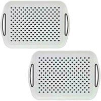 Kelvenix 2 x WHITE ANTI-SLIP PLASTIC SERVING TRAY | Size: 0.6m2