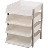 EONLION 4 Tier Stackable Desk A4 Plastic Letter Tray in White | Size: 500mm