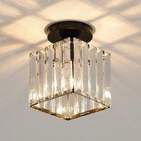 INMTFEI Square Crystal Flush Modern Black Metal Semi-Flush Mount Ceiling Light