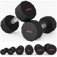 FLAVORA 210kg 12-Sided Non-Slip Dumbbell Set in Black | Size: 0-12 m