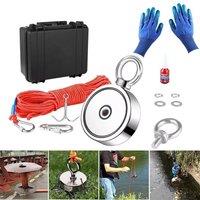 NESTLUNE Magnet Fishing Kit - 1200Lb Strong Neodymium Magnet in Silver | Size: 0-18 m