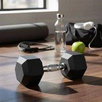 EONLION Hex Dumbbells Set 5kg Pair Ergo Hand in Black | Size: 0-12 m