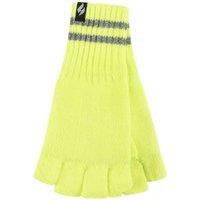 Heat Holders Men's Hi Vis Reflective Fleece Lined Thermal Winter Fingerless Gloves in Yellow