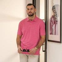 Peter Gribby Men's Short Sleeve Melange Pique Polo in Pink | Size: 3XL