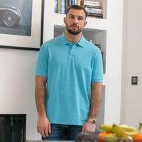 Peter Gribby Men's Short Sleeve Melange Pique Polo in Aqua | Size: XL