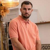 Peter Gribby Men's Short Sleeve Melange Pique Polo in Peach | Size: Large