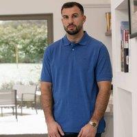 Peter Gribby Men's Short Sleeve Melange Pique Polo in Blue | Size: Large