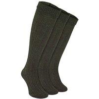 Sock Snob Men's 3 Pack Wool Kilt Socks | Knee High Turnover Cuff Warm Long Socks in Green | Size: 6-11