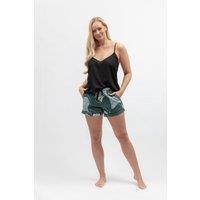 Cyberjammies Women's Grace Black Modal Cami & Green Floral Print Shorts Set | Size: 18