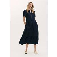 Finery London Women's Orion Zip Front Midi Shirt Dress in Dark Navy | Size: 12