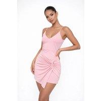 STYLEWISE Women's Wrap Front Bodycon Cami Mini Dress in Pink | Size: 8