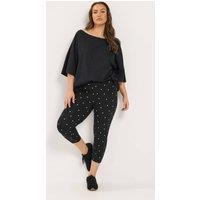Yours Women's Polka Dot Cropped Leggings in Black | Size: 22