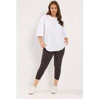 Yours Women's Polka Dot Cropped Leggings in Chocolate | Size: 16