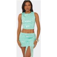 EGO Women's Sleeveless Round Neck Sequin Vest in Duck Egg Blue | Size: 6
