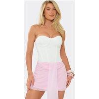 EGO Women's Ruched Chiffon Mid Rise Mini Skirt in Light Pink | Size: 10