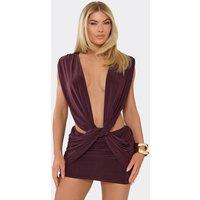 EGO Women's Sleeveless Cut Out Mini Dress in Wine | Size: 12