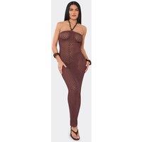 EGO Women's Sleeveless Bead Detail Knit Maxi Dress in Chocolate | Size: Small