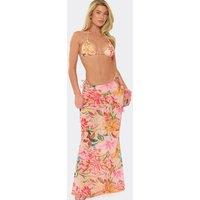 EGO Women's Floral Chiffon Maxi Skirt in Light Pink | Size: 6