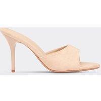 EGO Women's Faux Suede Stiletto Mules in Light Beige | Size: 7